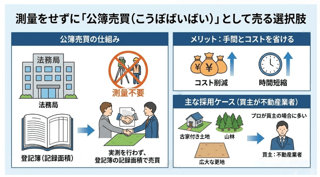 測量をせずに「公簿売買」として売る選択肢の説明の画像です。