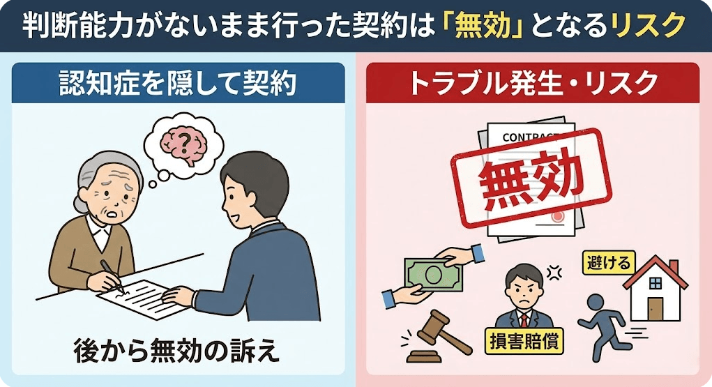 判断能力がないまま行った契約は「無効」となるリスクの説明の画像です。